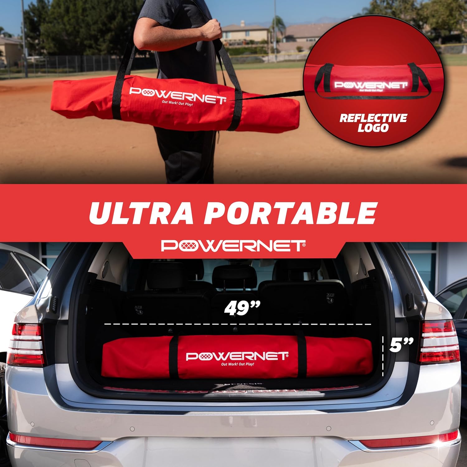 PowerNet Sideline Trainer, 7 x 4 FT Football Kicking Net for Punting Kicking Passing or Snapping, Portable Practice Equipment, Outdoor & Indoor Football Team Training Aid