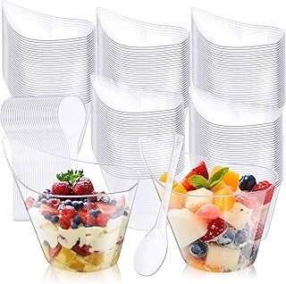 tchrules 100 Packs 7oz Dessert Cups with 100 Spoons, Yogurt Parfait Bowl...
