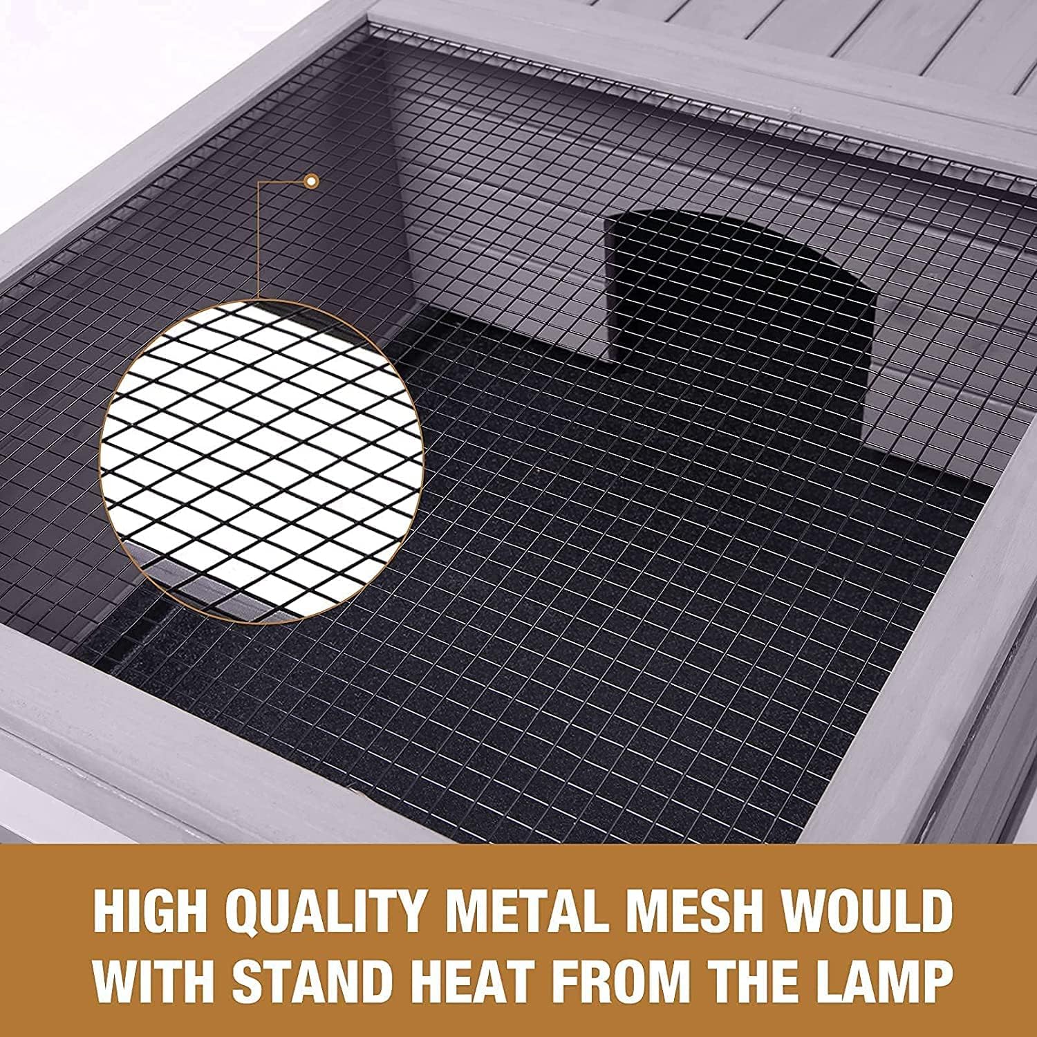 Seiyierr Tortuga Hábitat casa de madera con portalámparas, interior y exterior, recinto para reptiles, jaula para animales pequeños, jaula para tortuga, lagarto, serpiente, patas móviles