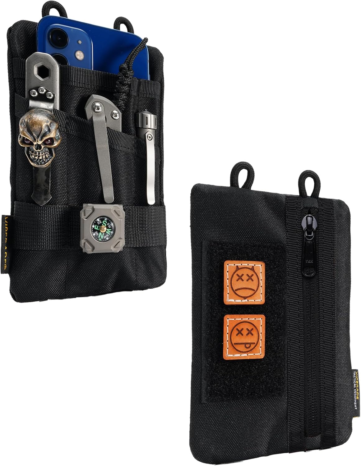 VIPERADE VE1-P Pocket Organizer, EDC Pocket Organizer Men, EDC Organizer Pouch Tool Pouch with 5 Tool Storage EDC Pouch for Flashlight, Pocket Knife, Tactical Pen, EDC Gear (Black)