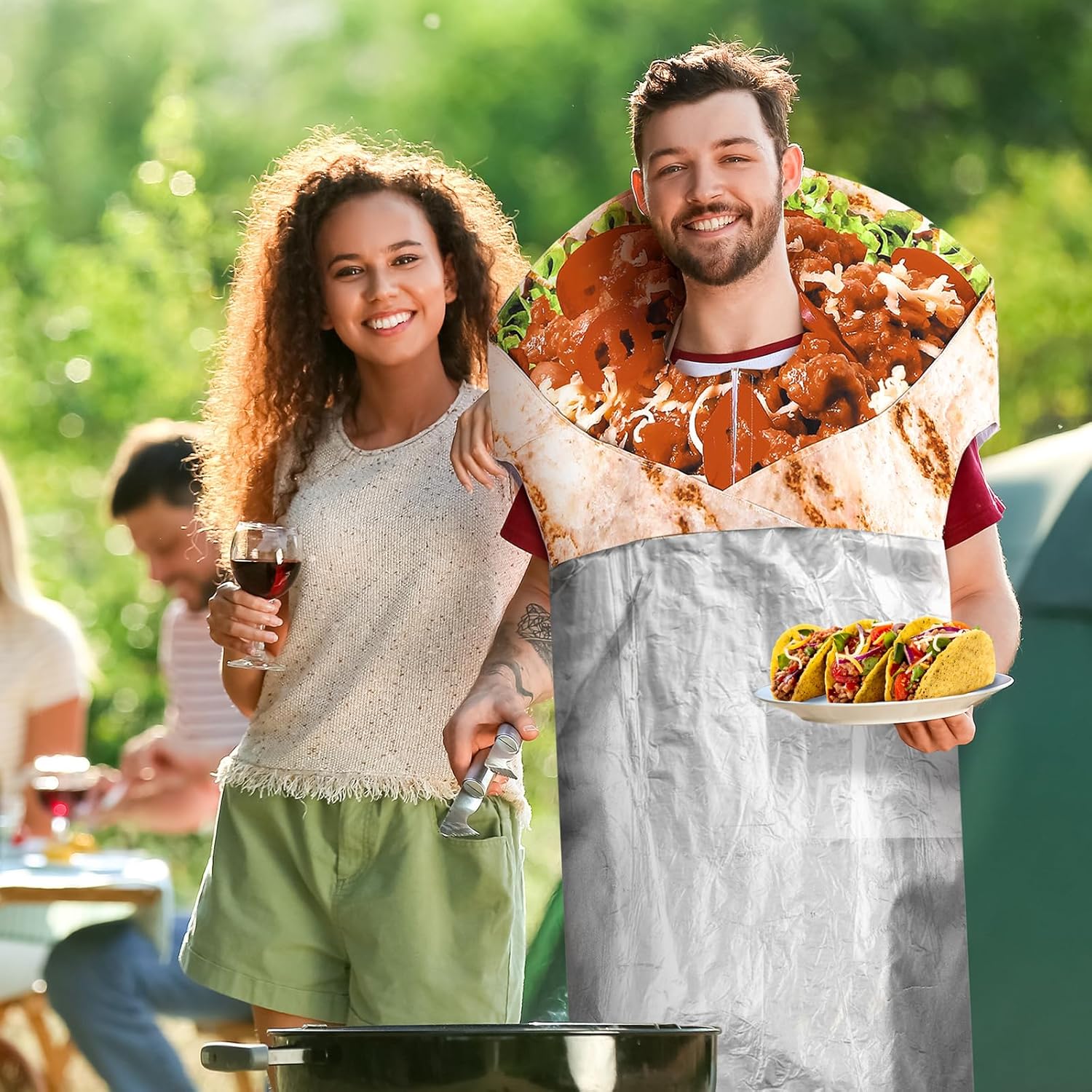 Hicarer Taco Costume Adult Funny Food Costume with Taco Hat Mexican Burritos Tortilla Outfit Halloween - Image 2