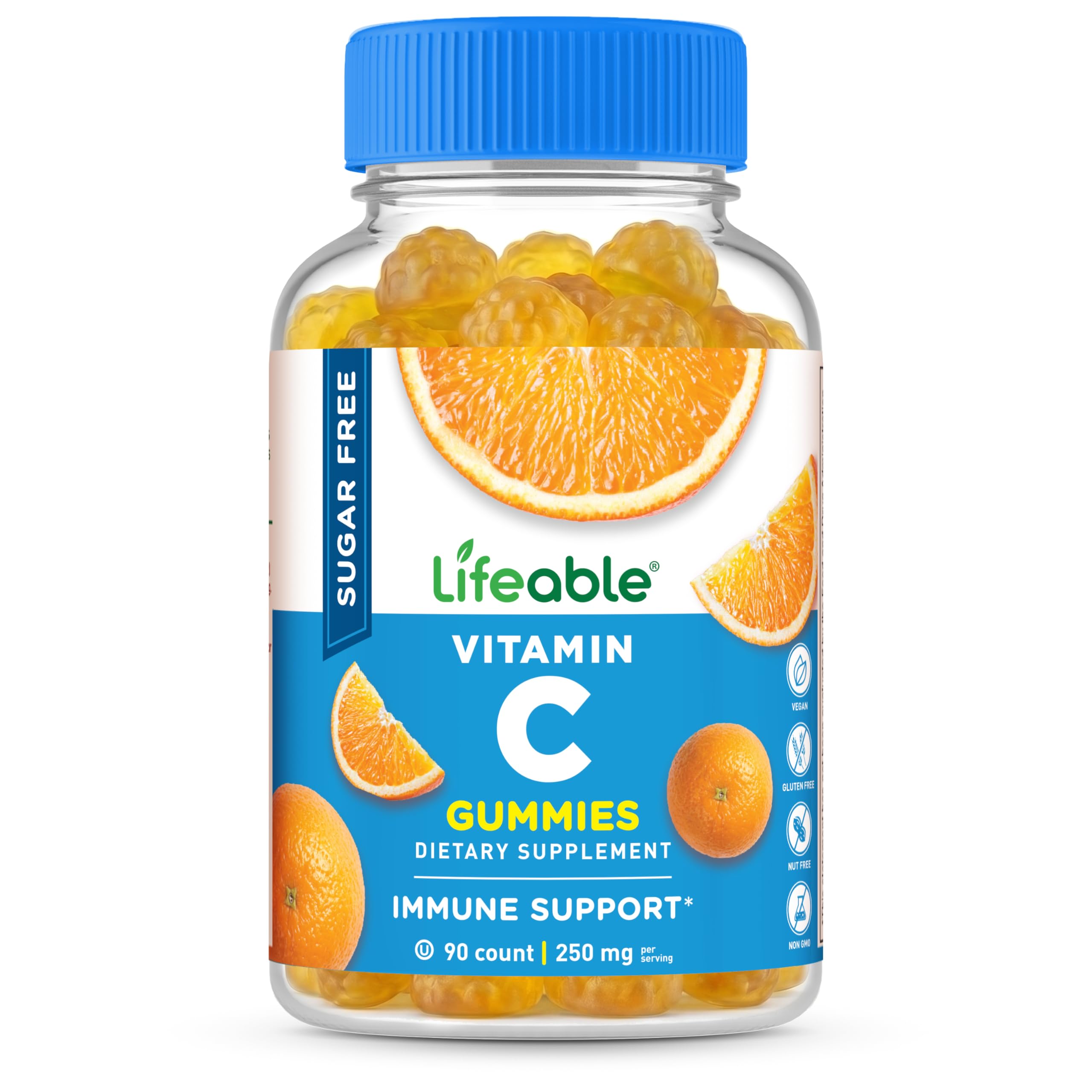 Lifeable Sugar Free Vitamin C Gummies for Adults, 250 mg, Vegan, 90 Count 90 Count (Pack of 1)