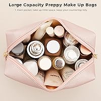 Vista 5 de HBselect Bolsa de maquillaje Preppy, bolsa de cosméticos de chenilla, bolsa de aseo para mujer, elegante, impermeable, portátil, bolsa de piel