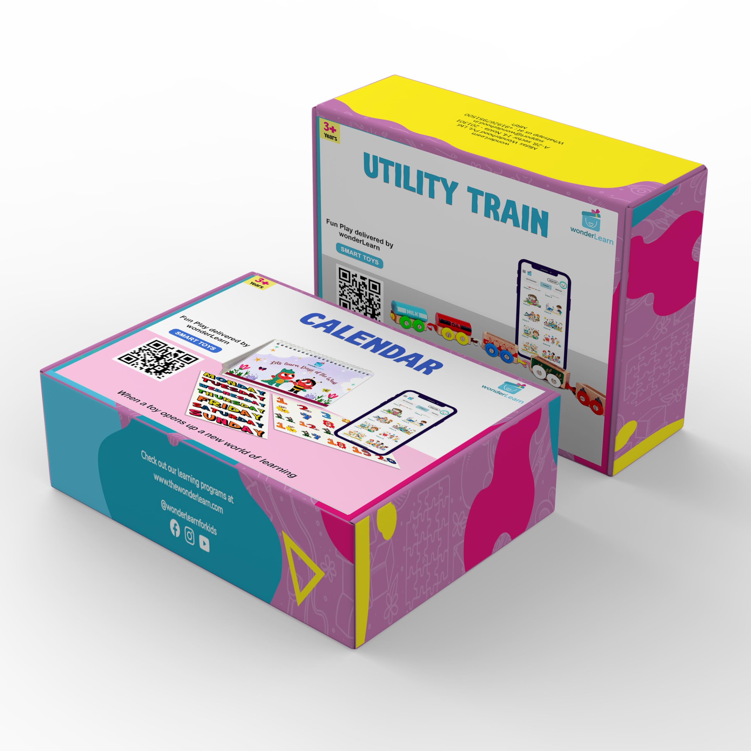 Wonderhood Smart Learning Bundle: Cargo Train and Personalized (DIY) Calendar for Kids 2-7 Years- Art & Craft Kit with Stickers, Motor Skills, STEM Smart Interactive Educational Toy, Birthday Gift