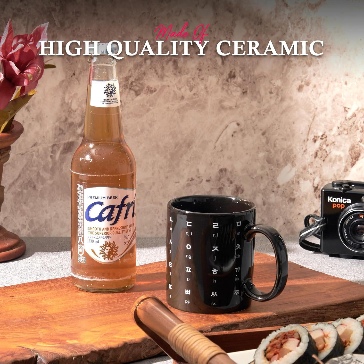 Kpop Merch - Korean Alphabet, Korean Gifts, Kdrama Merch, Korean Drama Gifts, BTS Cup, BTS Mug, K Drama, 12oz, Stylish, Durable, Microwave Safe, Premium Quality (Carbon Black) - Image 2