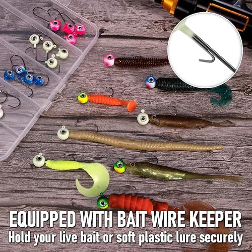 Miniatura 6 de Alownder - Juego de 20 cabezas de pesca con ojos holográficos 3D, cabezas de plantilla redondas, jigs de agua salada y dulce Walleye jigs Live Bait