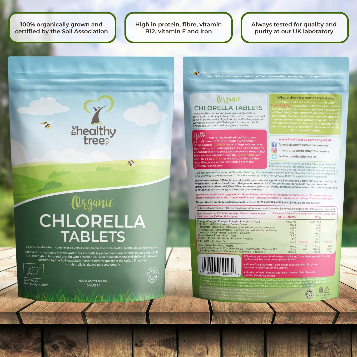 Organic Chlorella Tablets by TheHealthyTree Company High in Vitamin