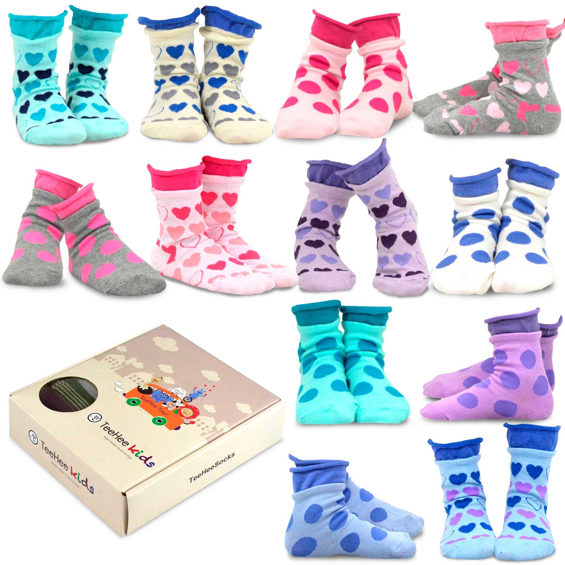 TeeHee (Naartjie) Kids Girls Cotton Basic Crew Socks 12 Pair Pack