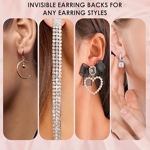 Miniatura 6 de 550 piezas de almohadillas de silicona para aretes, 550 unidades, almohadillas de seguridad para orejas suaves y transparentes, topes de embrague,