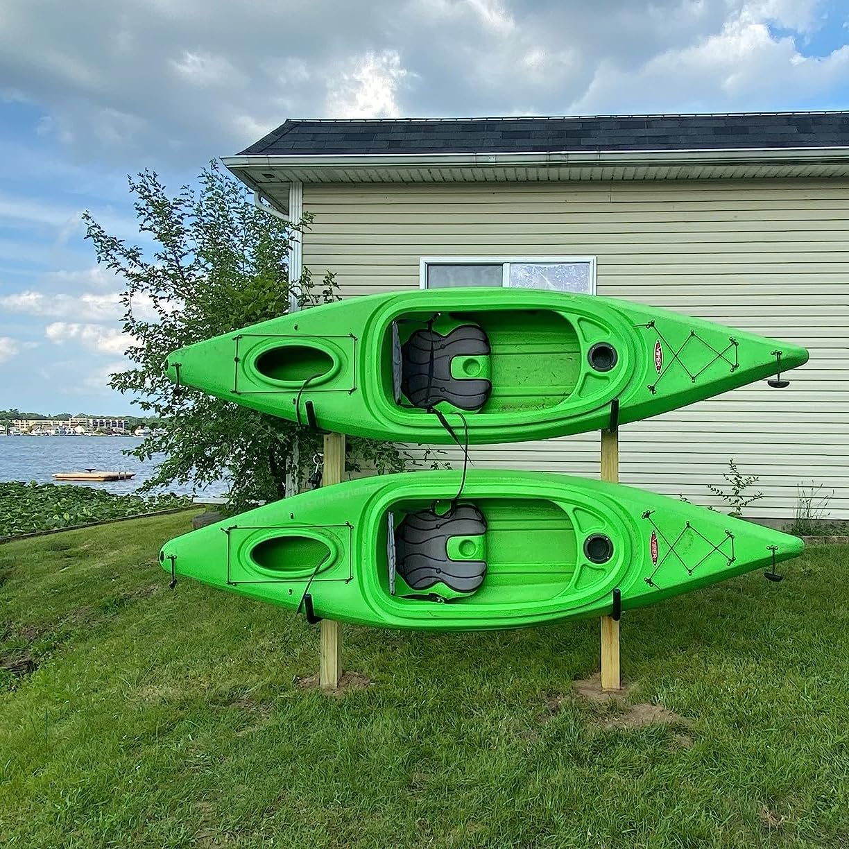 6 Pcs Kayak Storage Hooks, 39.5cm Wall Mount Canoe Hangers, Heavy Duty Snowboard Storage Rack Holds Up to 25kg (26.5cm x 39.5cm) - Image 4