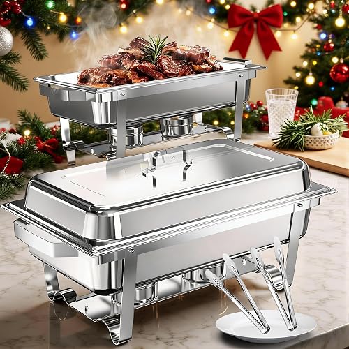 9QT Chafing Dishes for Buffet with Serving Tongs