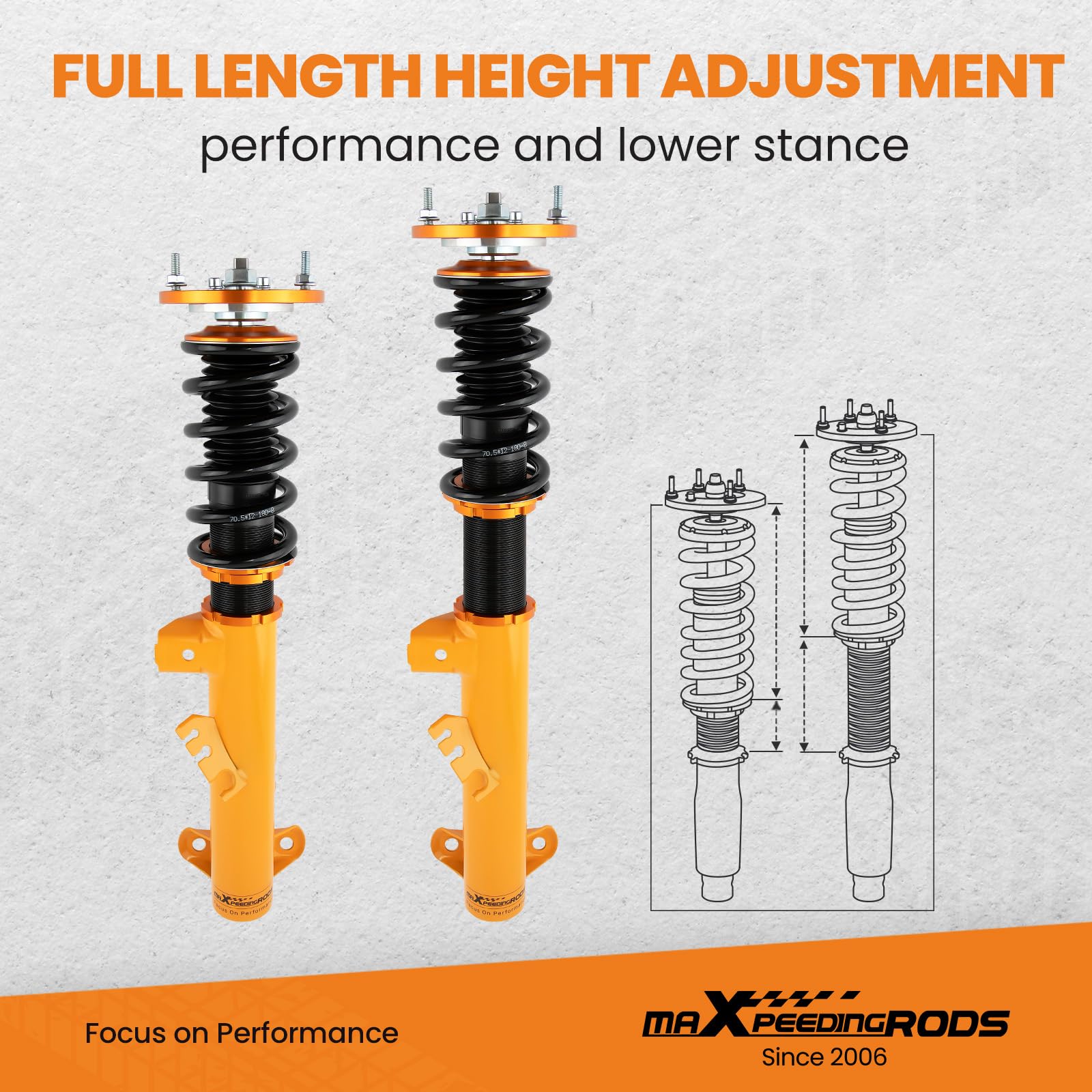 maXpeedingrods 4x Coilover, Amortiguador Roscado para BMW 3 Series E36 318i 323i 325i 328i 328is, Suspensión con Muelle, Altura Regulable 2 Delanteros y 2 Traseros Resorte Helicoidal | 323i 325i 328i 328is, Suspensión con Muelle, Altura Regulable 2 Delant