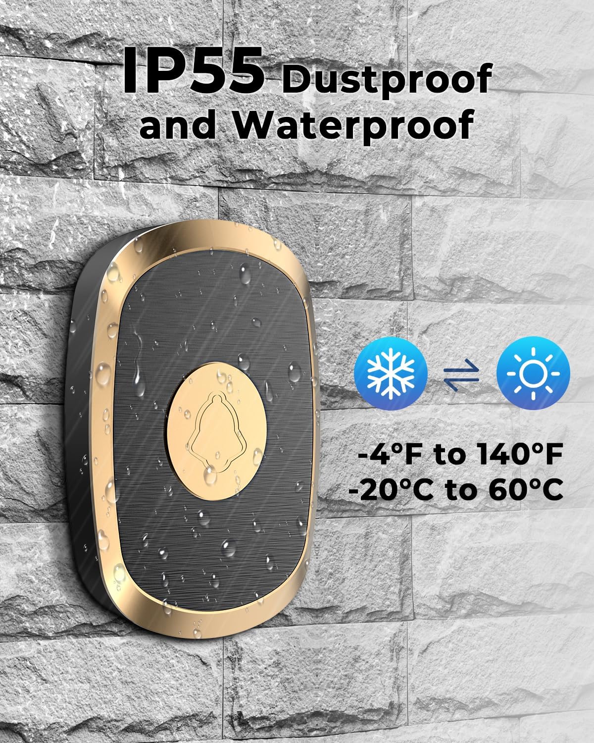 Spromoce Wireless Calling Bell for Home with 2 Receiver,1000Ft Long Range Door Bell for Office,IP55 Waterproof Cordless Remote Doorbell with 38 Chimes, 4-Level Volume — Amazon image 5