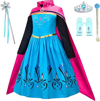 Avady Princess Dress for Girls Princess Costumes Kids Halloween Cosplay Birthday Party Dress Up with Cape