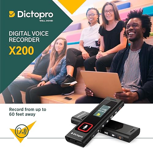 Miniatura 6 de X200 - Grabadora digital activada por voz, memoria de 32 GB, tiempo de grabación 582 horas, dictófono de reducción de ruido, grabación de audio