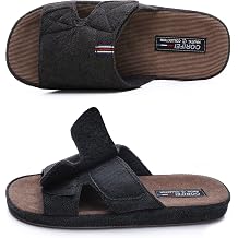 House Slippers for Men Open Toe with Low Arch Support Rubber Sole