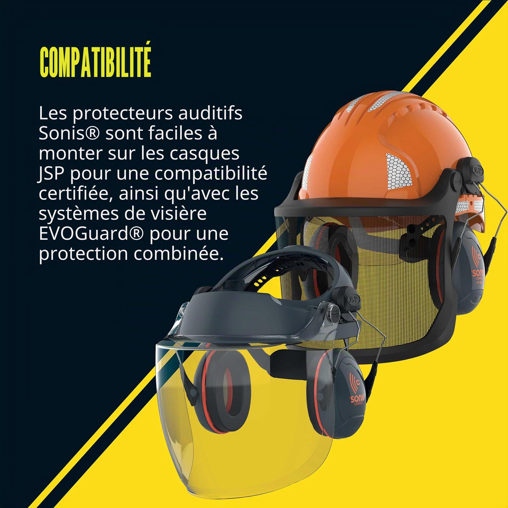 JSP SONIS Compact Casque Antibruit sur Casque, Compatible EVO, 31 dB SNR