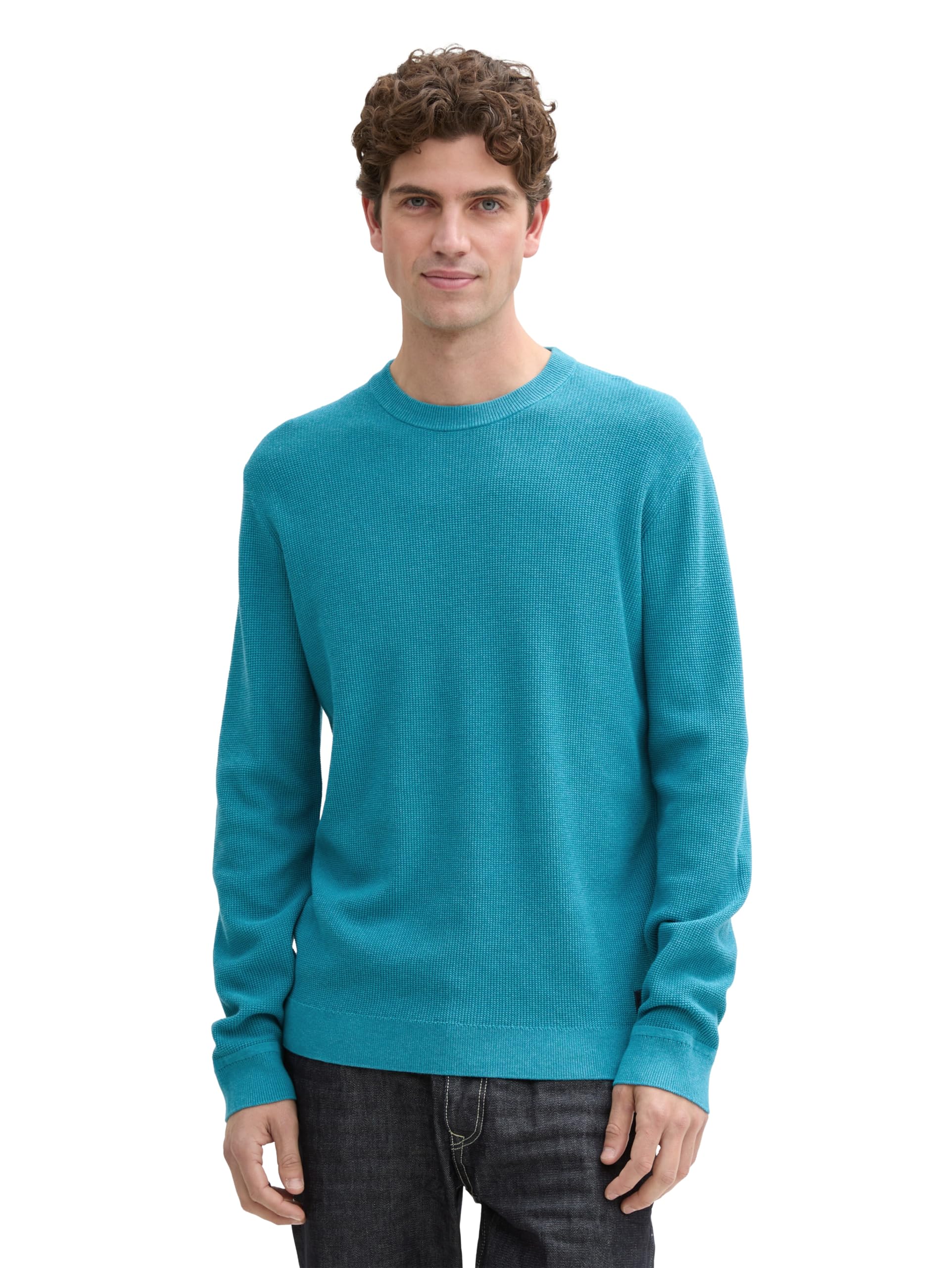 Tom Tailor Herren Basic Strickpullover aus Baumwolle
