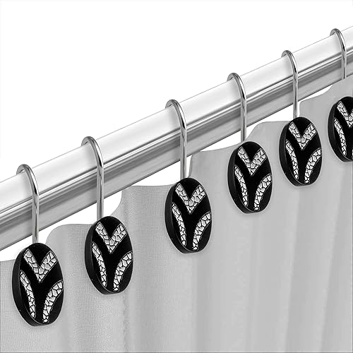Miniatura 3 de Zahari Home Juego de cortina de ducha Sinatra de 13 piezas para baño, cortina de ducha clásica y 12 ganchos de cortina de lujo, cortina de ducha de