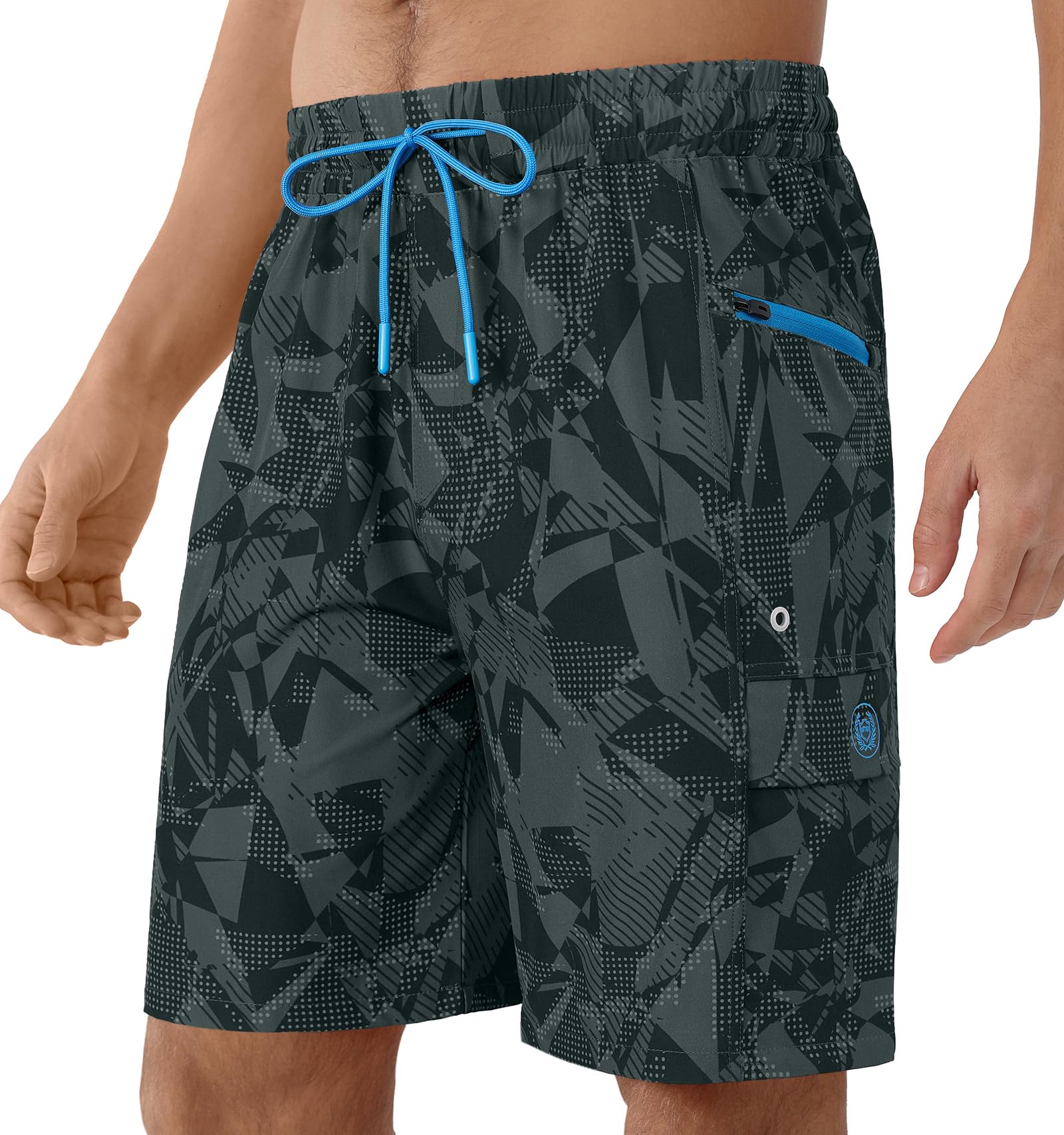 APTRO Badehose Herren ohne Futter Schnelltrocknend Lang Sporthose Badeshorts mit Reißverschlusstasche und Verstellbarem Tunnelzug