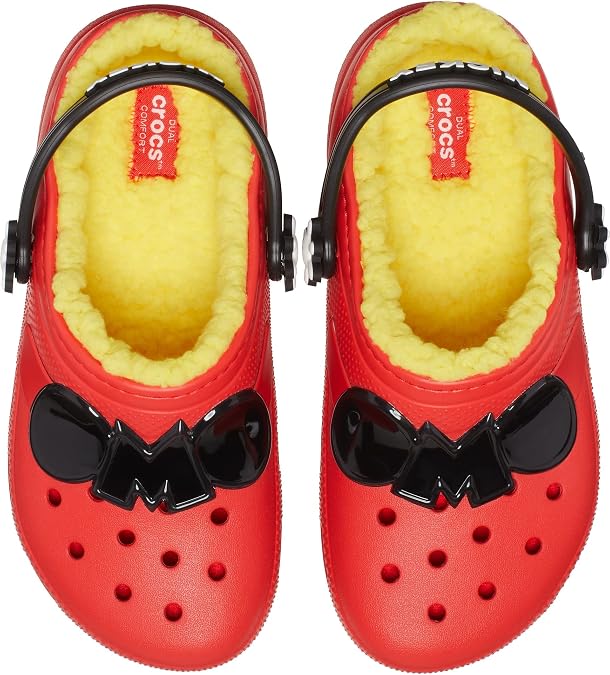 Crocs Kids' Classic Lined Disney Clogs, Mickey and Minnie Mouse Shoes and Slippers