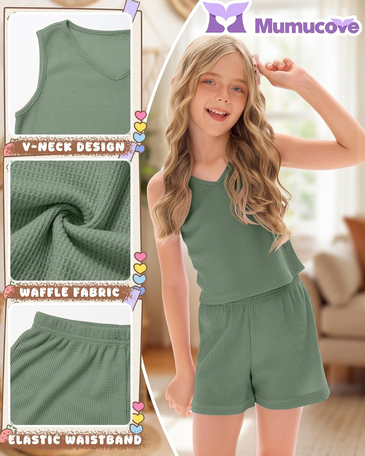 Girls' Waffle Knit Summer Sets