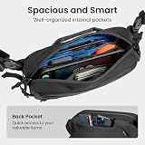 tomtoc Sling Bag 5.5L - Sac à Bandoulière Urbain Étanche pour Homme, Compatible avec ROG Xbox Ally/Switch 2/Steam Deck/DJI Osmo Pocket 3/Action 4/iPad Mini/, Sacoche bandoulière de Voyage (Noir) - 3