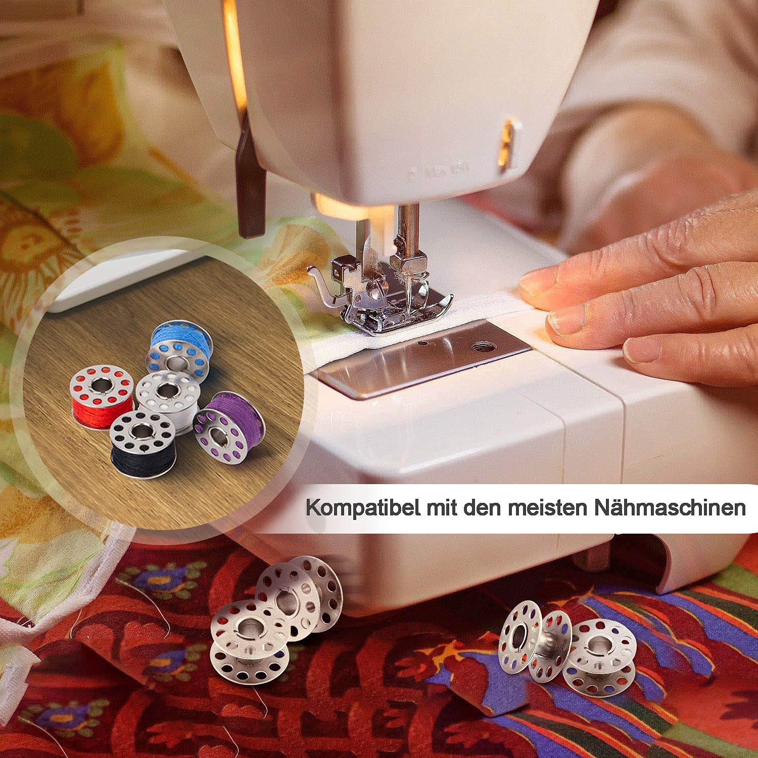 36 Stück Metall Nähspulen 7mm - Leere Unterfadenspulen Mit Aufbewahrungsbox Für Nähmaschinen