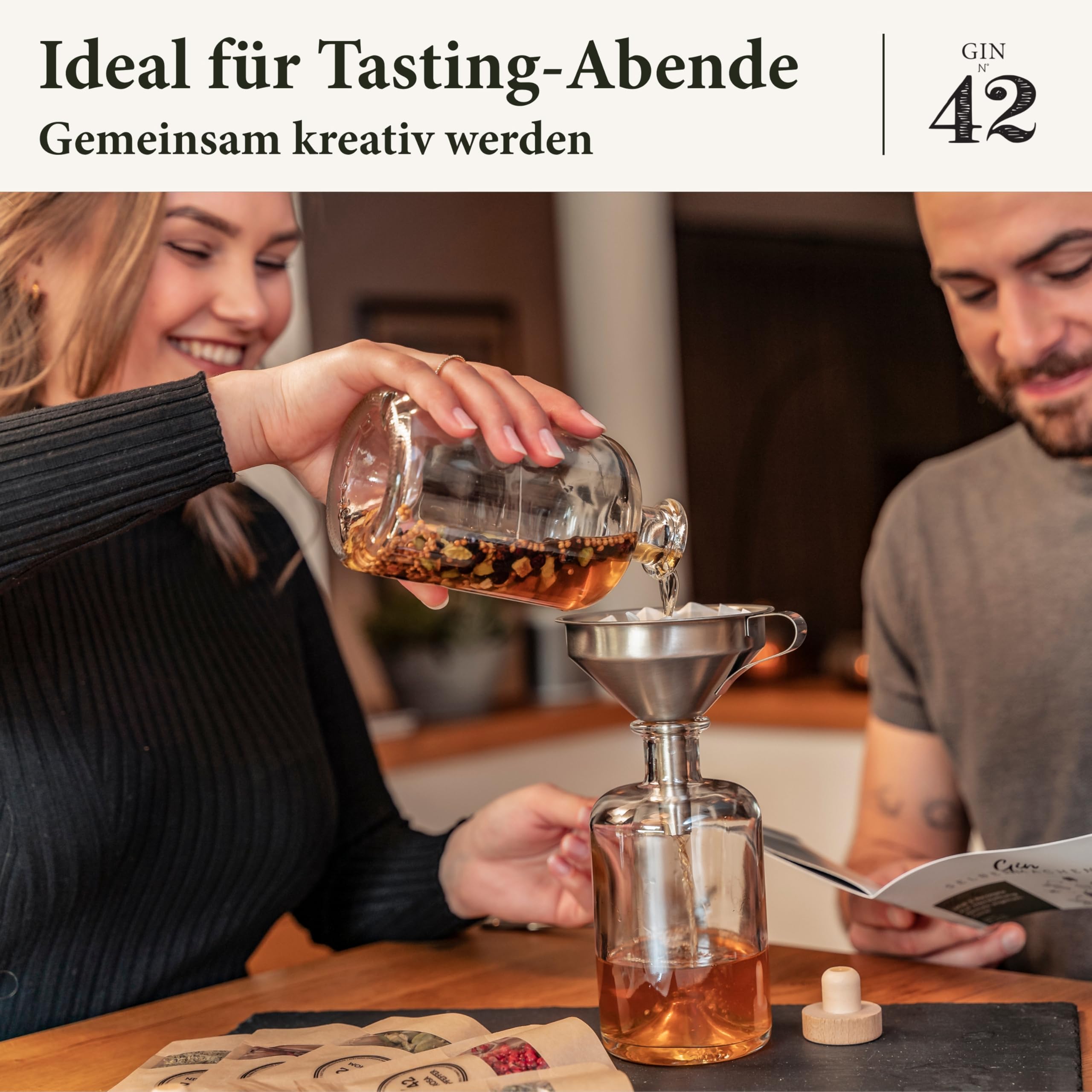Gin Set zum Selbermachen inkl. ALKOHOL - DIY Gin Geschenkset für Frauen und Männer - Gin Baukasten mit ausgewählten Botanicals und Gewürze - Die Geschenkidee mit Alkohol - Gin Probierset