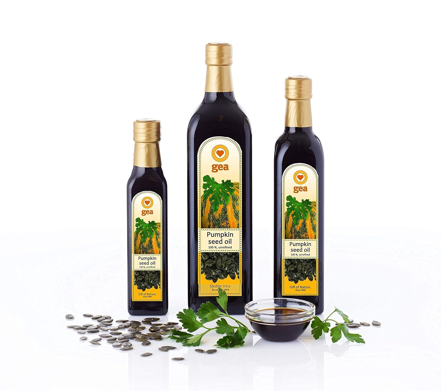 Original Styrian Pumpkin Seed Oil GEA 8.4oz (250ml) 100% Natural, Unrefined, Vegan, Gluten-Free, Kosher, Non-GMO in Glass Bottle