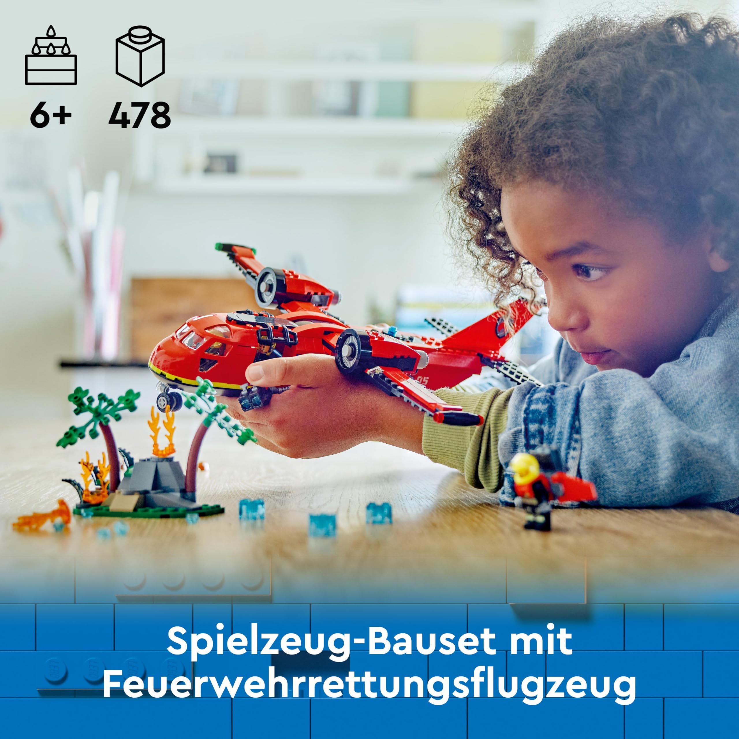 LEGO City Passagierflugzeug Spielzeug-Set & City Löschflugzeug, Feuerwehr-Set mit Flugzeug-Spielzeug