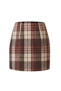 Vrtige Womens Plaid Skirt for Women High Waist A Line Fall Bodycon Pencil Mini Skirt