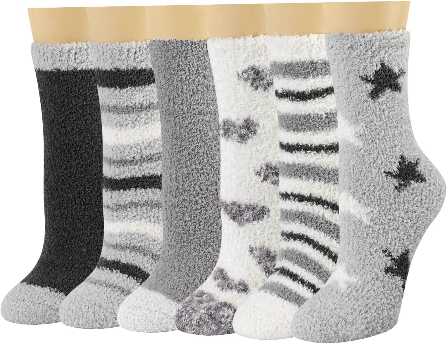 Plush Slipper Socks Women - Colorful Warm Fuzzy Crew Socks Cozy Soft for Winter Indoor