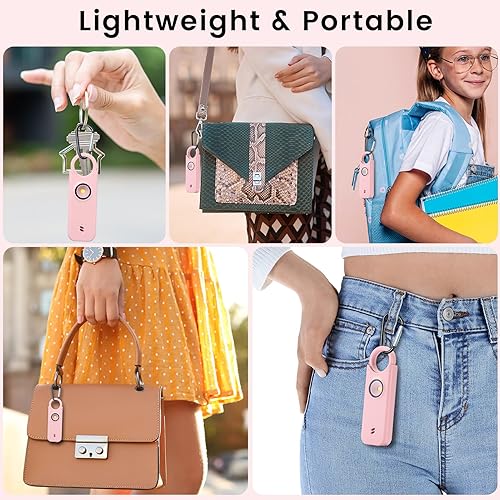 Miniatura 3 de Alarma de seguridad personal  Sirena ultra fuerte de 135 dB con luz estroboscópica LED, recargable USB-C, alarma compacta con llavero para