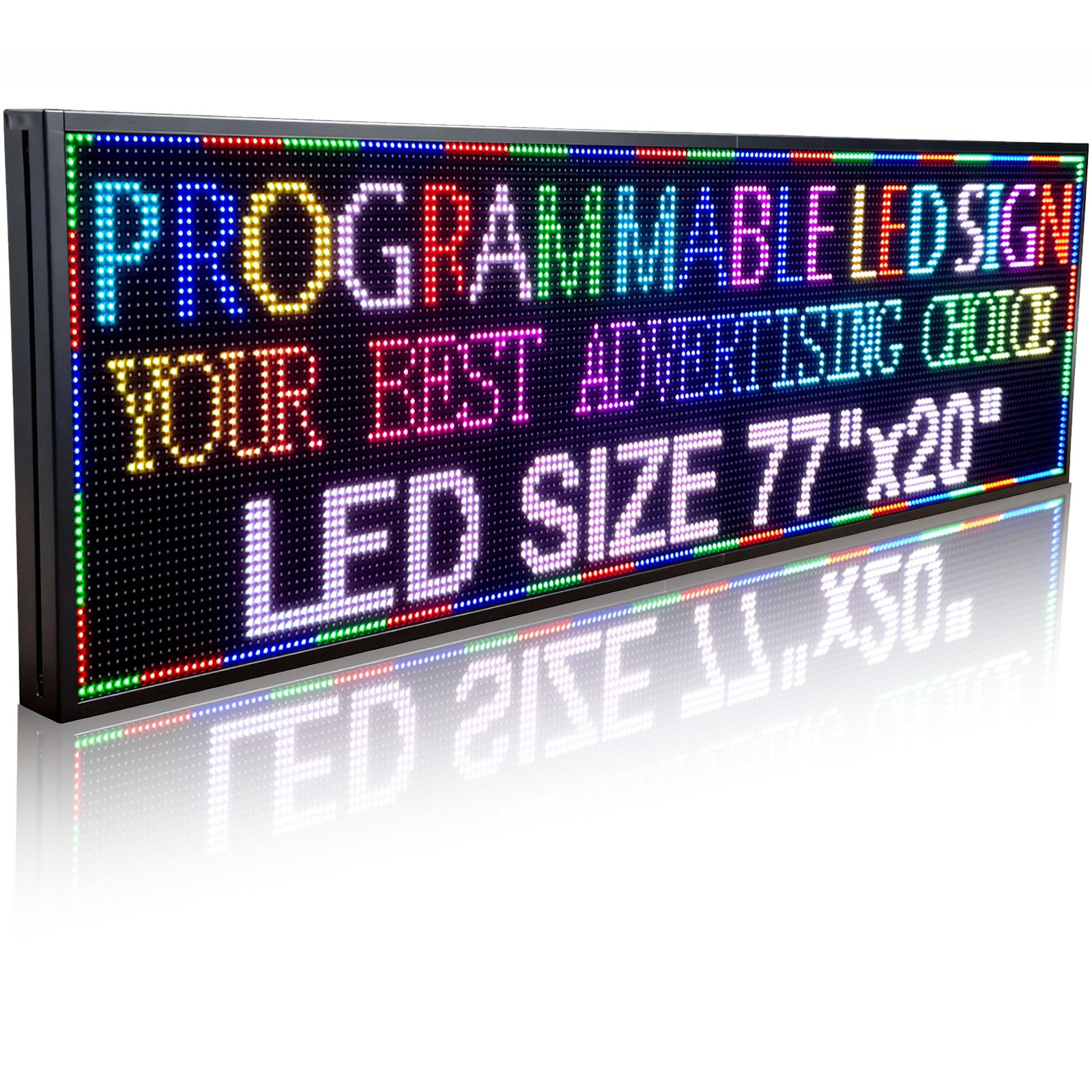 P10(77"*20") Outdoor Open Programmable Scrolling Led Sign Custom Wifi Led Signs For Wall Digital Signage Message Board Business Signs Board For Outside Advertising Sign Screen Panel