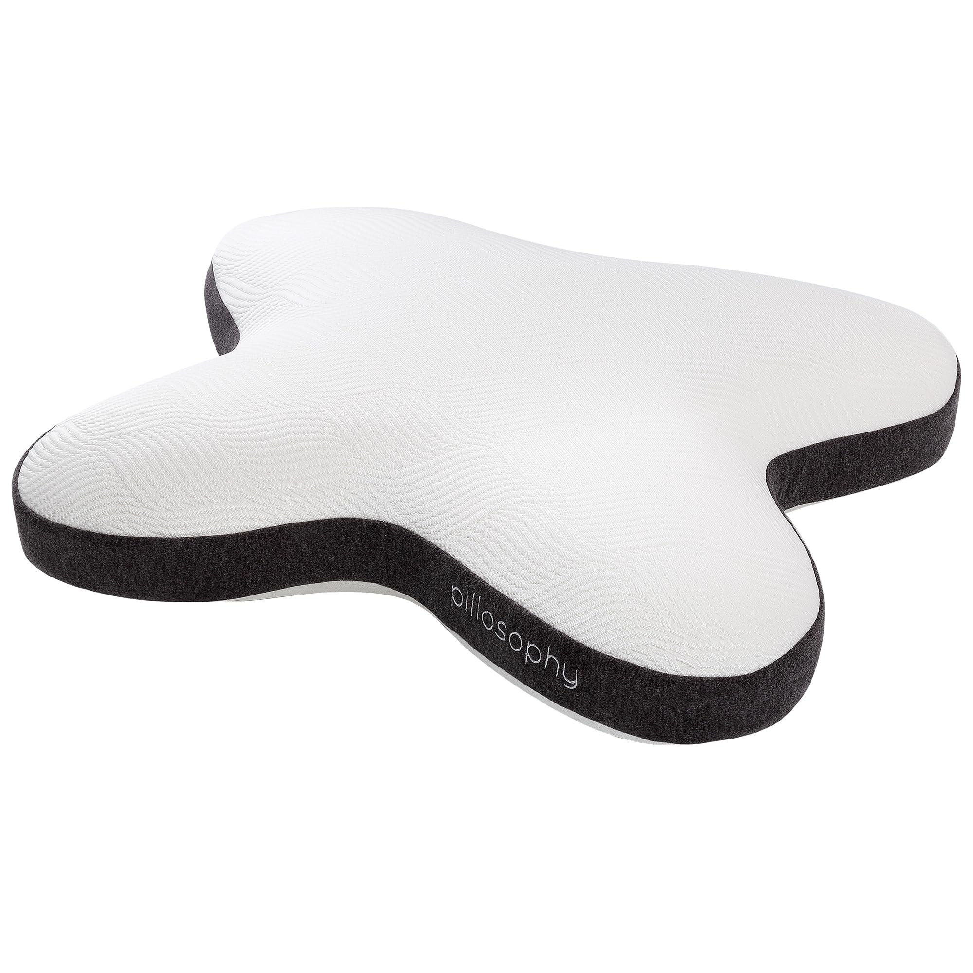 pillosophy SleepTheory Pillow Butterfly Shape Memory Foam Core Contoured for Neck Shoulder Alignment Washable Cover Medium Firmness Perfect