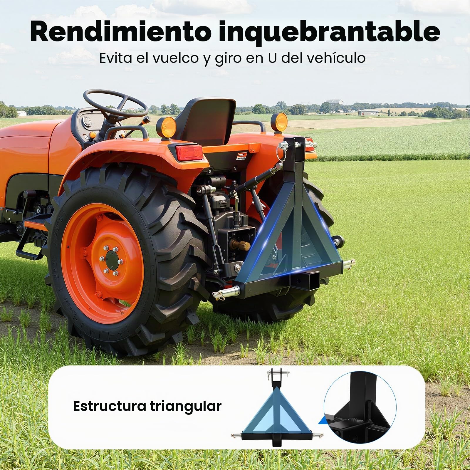 Acoplamiento de remolque de 3 puntos para tractores con receptor de 2 pulgadas, adaptador de acoplamiento con 3 pasadores para tractores pequeños