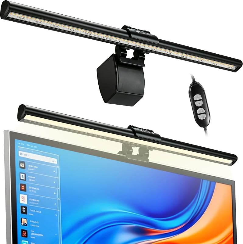 Vansky Monitor Lámpa USB-s Képernyő Fény Állítható Színhőmérséklet és Fényerő Irodai Gamer - black