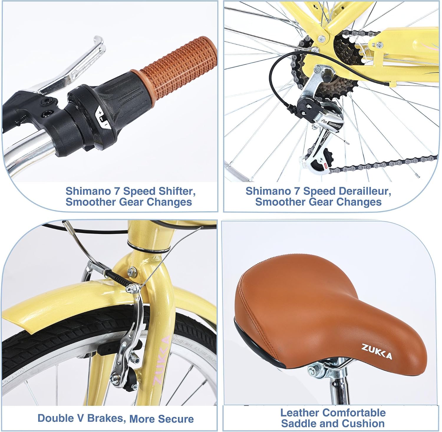 24 Inch Ladies Comfort Commuter Bike – Shimano 7 Speed, 16-Inch Steel Frame, Low Step-Thru Design, Multiple Colors