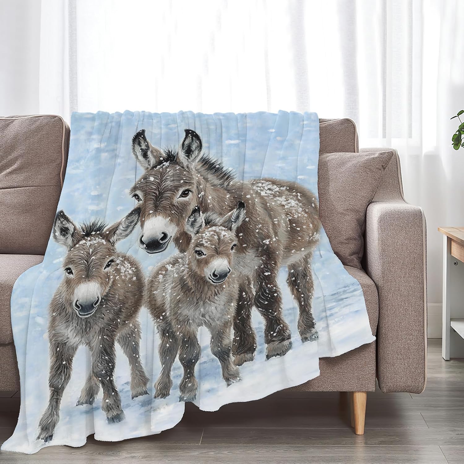 Tijuboni Donkey Throw Blanket Donkey Gifts for Girls Boys Women Men Kids Adults Soft Flannel Fleece Blanket for Couch Sofa Bed Home Decor 40"x50" - Image 8