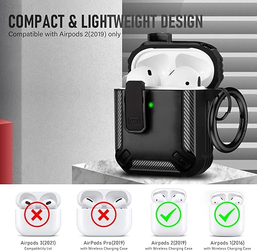 Miniatura 5 de Funda para Airpod de 1 generación con bloqueo seguro, armadura militar a prueba de golpes, funda protectora para Airpod de segunda generación para