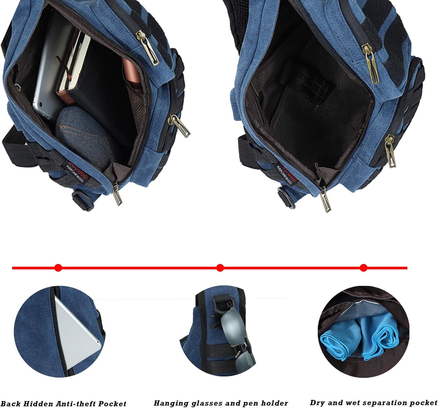 Bіg Sаlе AOPUOP Canves Sling Bag Multifunctional Canvas Bag Waterproof and Antitheft Travel Backpack Portable USB Bags