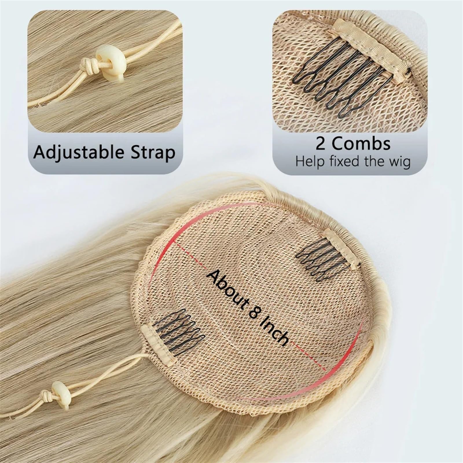 Extensión de cola de caballo Extensión de cola de caballo con cordón, extensiones de cabello de cola de caballo de onda larga de 26 pulgadas for mujeres, colas de caballo falsas sintéticas, postizos d