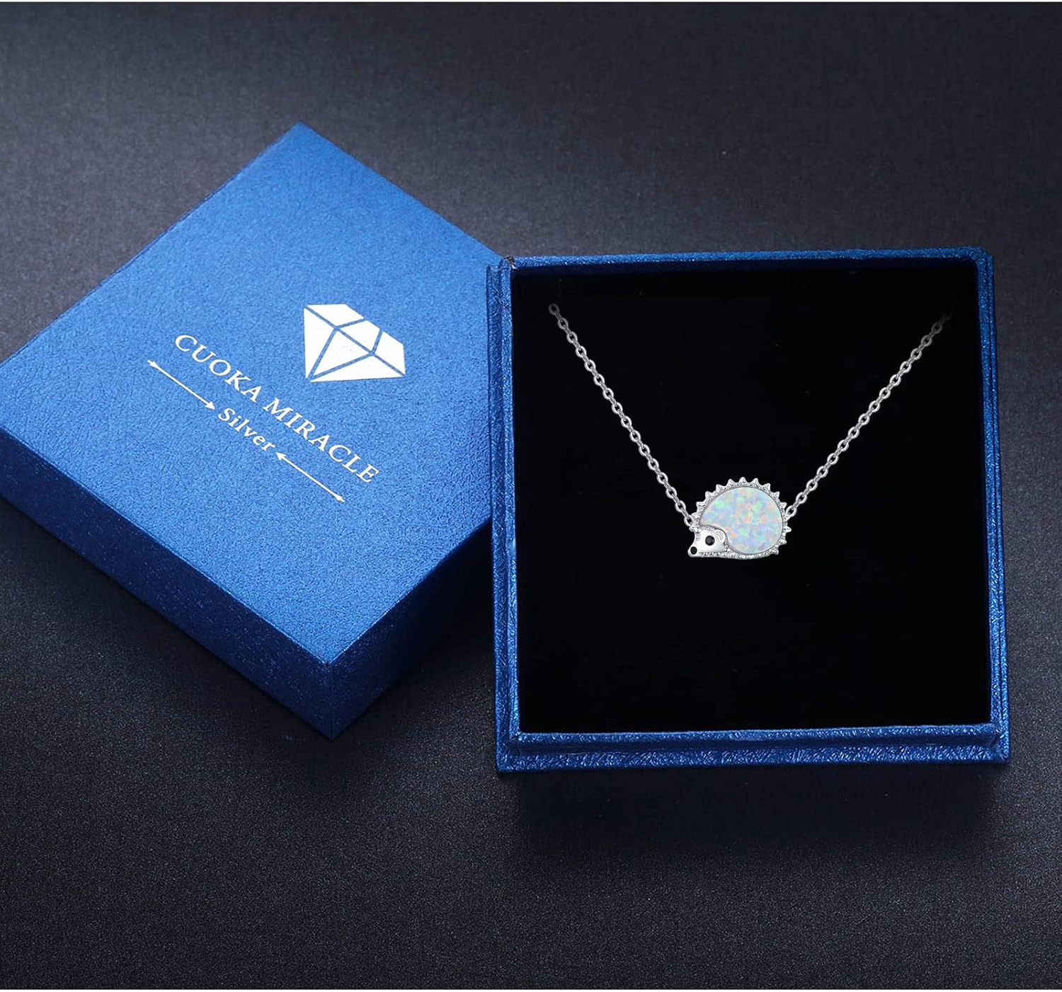CUOKA MIRACLE Hedgehog Necklace Sterling Sliver Opal Hedgehog Necklace Hypoallergenic Cute Animal Pendant Hedgehog Gifts for Women - Image 7