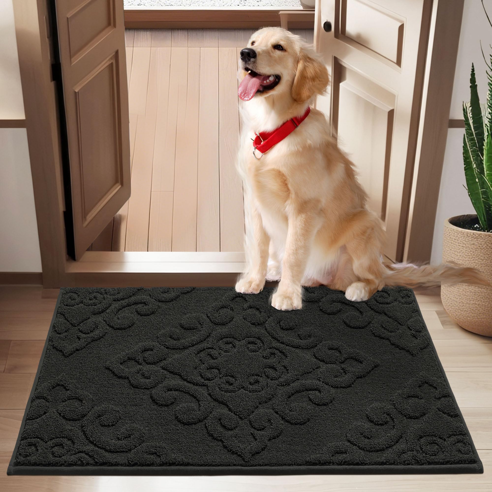 COSY HOMEER Door Mat 24”x36”,Absorbent Dirt Trapper Entryway Rugs,Non-Slip Welcome Mat,Washable Entry Rugs,Low Pile Doormat for Front Back Door,Wet