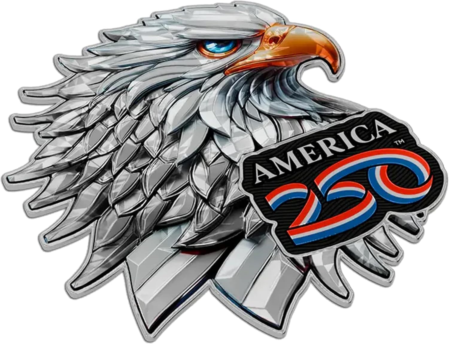 Patriotic Bald Eagle America 250th Anniversary 3D Sticker - Raised Metallic Car Decals, Waterproof Bald Eagle Decor, USA Stickers & Patriotic Decorations - Original