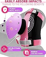 Vista 3 de SKATEWIZ Juego de almohadillas de protección para patineta para niños y adultos - Smash - Almohadillas para patines [6 piezas] con protectores