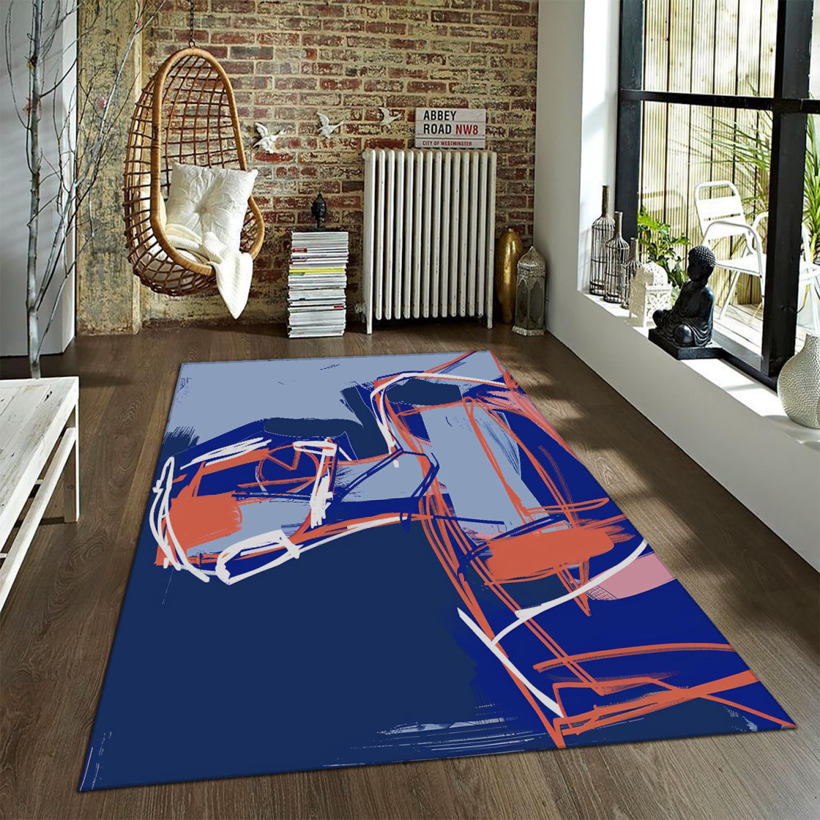 Tapis de salon moderne Abstrait People Line pour grand balcon
