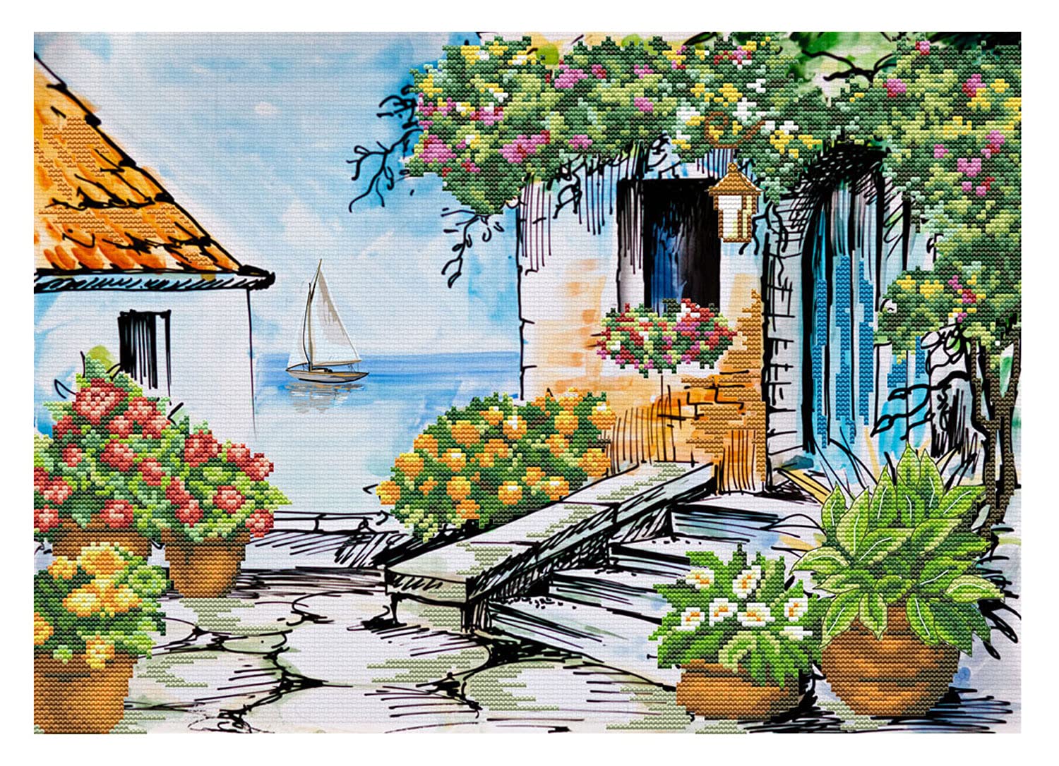 Pracht Creatives Kreuzstich-Set „Seaside Paradise“ – Komplettset Für Anfänger & Fortgeschrittene, 48,8 X 34,6 Cm