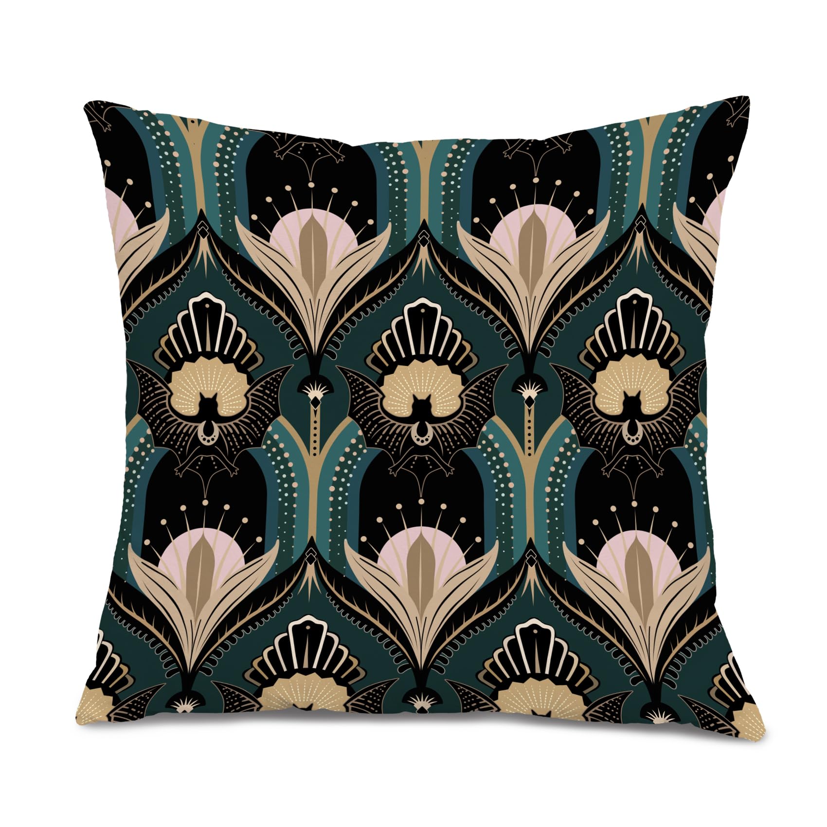 Foritho Vintage Goth Pillow Covers 18x18, Gothic Bats and Flowers Throw Pillow Covers, Gothic Home Decor, Dark Academia Witchy Pillow Covers, Witch